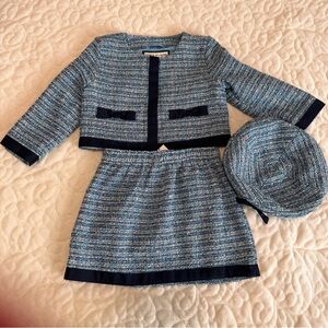 Janie and Jack Blue Tweed Outfit